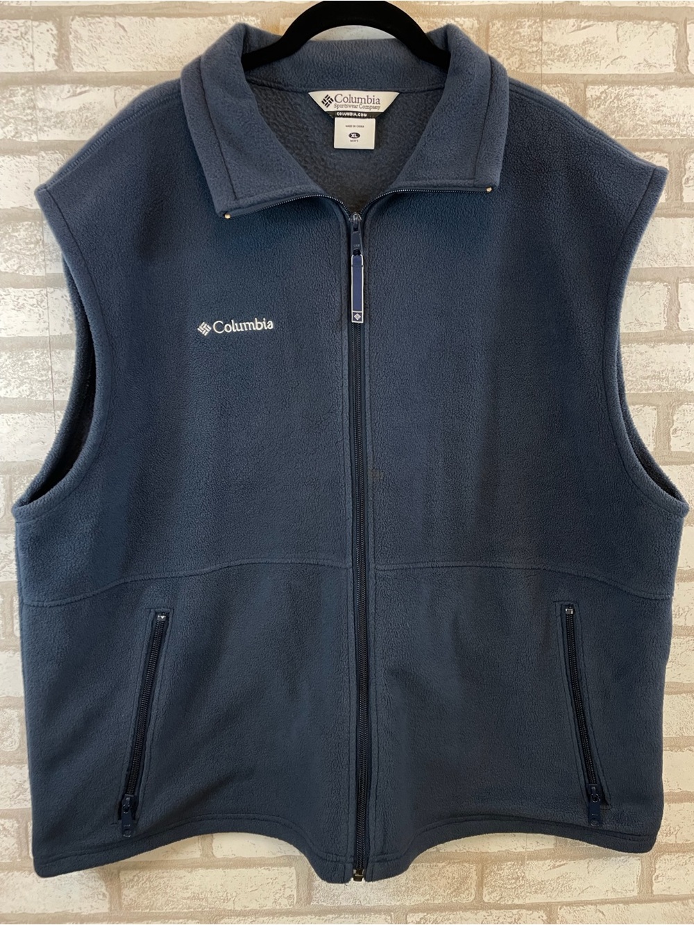 Columbia Fleece Full-Zip Vest Navy Blue Men's XL